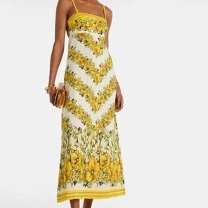 ALEMAIS Gisela Floral Linen Sleeveless Midi Dress Size US 4